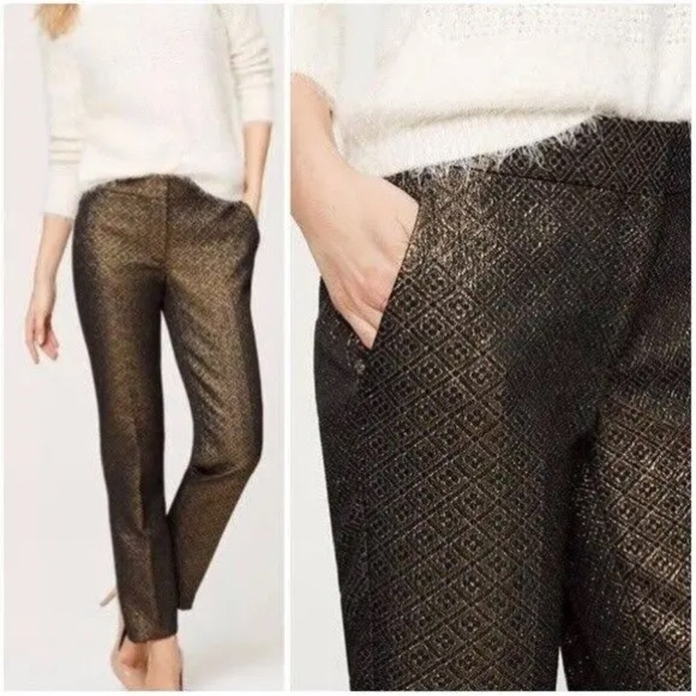 Gold Jacquard Women's Dress Pants